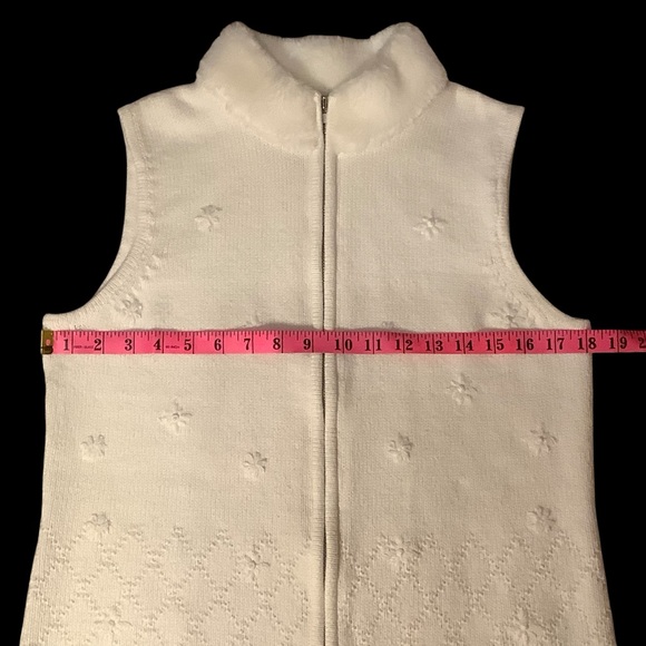NORTHERN REFLECTIONS WHITE KNIT ZIP UP COTTON BLEND SWEATER VEST/ Size M - Picture 8 of 10
